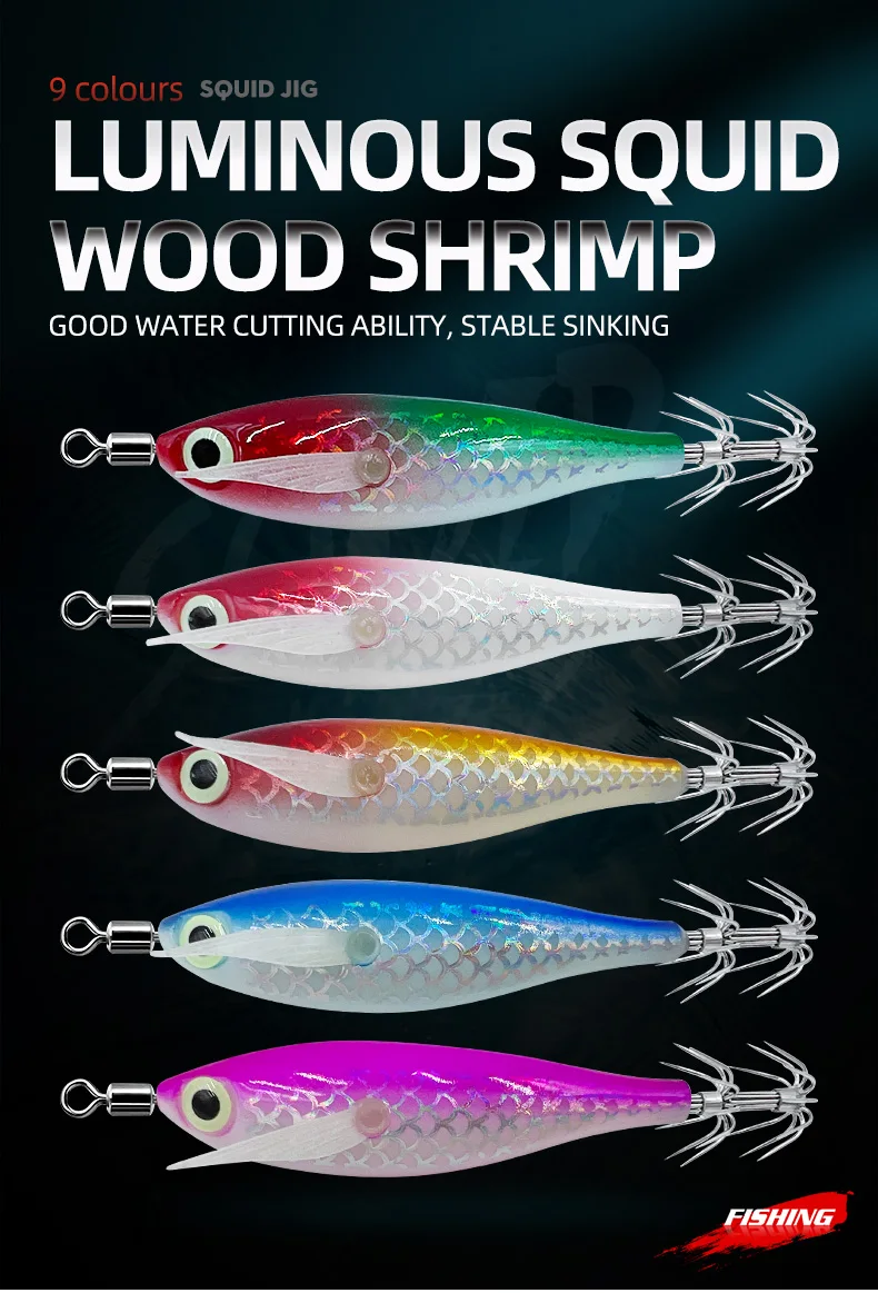 Glow Squid Jig Hook Saltwater Fishing Metal, Plastic Jigbait Lure - view 7