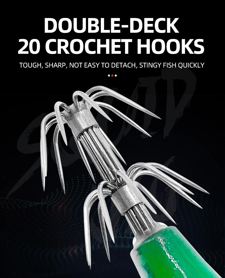 Glow Squid Jig Hook Saltwater Fishing Metal, Plastic Jigbait Lure - view 11