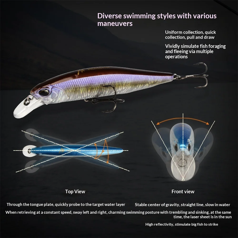 CHEERY Minnow Hard Fishing Lures Long ABS, Metal Minnow Lure, Various - view 4