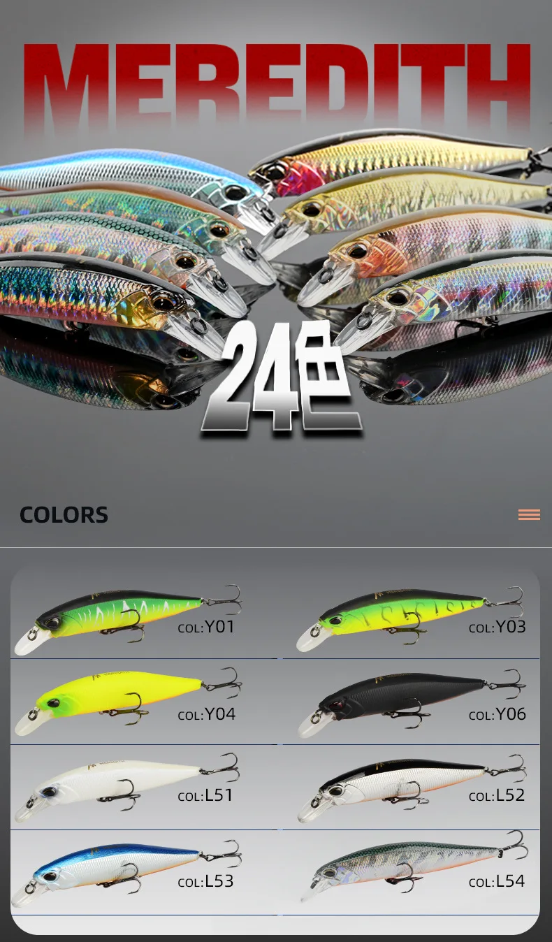 CHEERY Minnow Hard Fishing Lures Long ABS, Metal Minnow Lure, Various - view 8