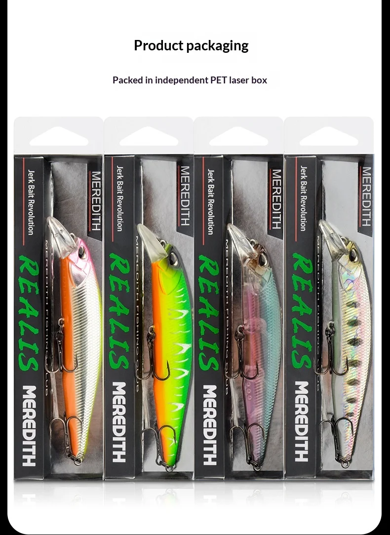 CHEERY Minnow Hard Fishing Lures Long ABS, Metal Minnow Lure, Various - view 15