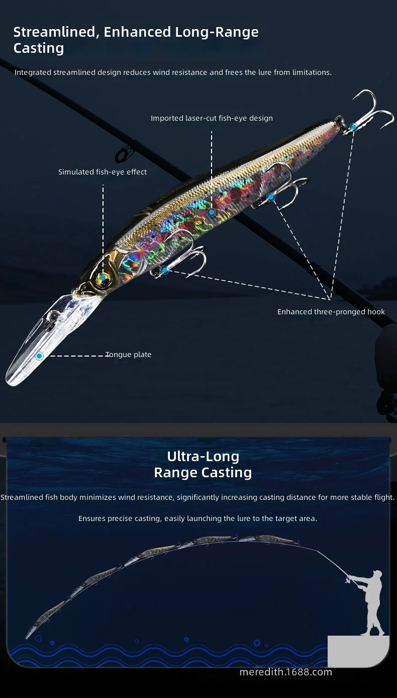 CHEERY Long Lip Minnow Hard Fishing None Lure - view 12