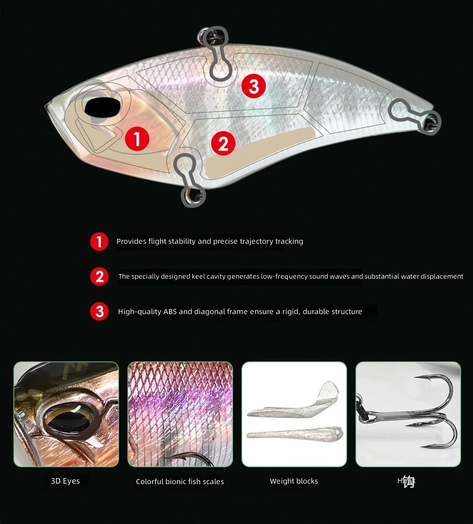 CHEERY 8 5cm Sinking VIB Hard None Lure - view 11