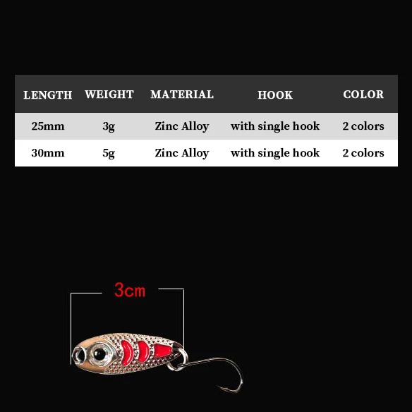 Hot Sale Cheery 3/5g Metal Spoon Fishing Lure Bait with Hook for ABS Pencil Lure - view 12