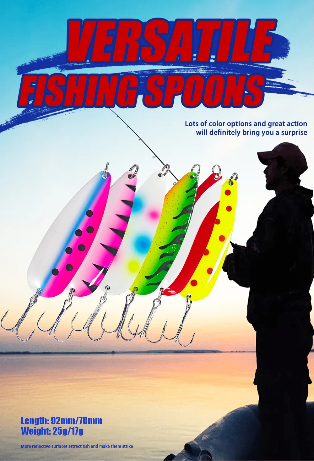 Cheery Fishing Spoon 5/8oz 7/8oz Freshwater Bass Pike Rolling ABS Pencil Lure - view 7