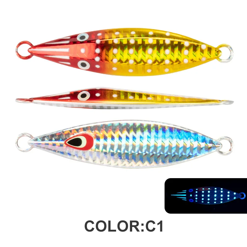 Fishing Metal Jig Slow Lure 60g 80g 100g 150g Pitch UV Glow Alloy ABS Pencil Lure - view 15