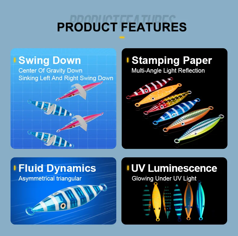 Fishing Metal Jig Slow Lure 60g 80g 100g 150g Pitch UV Glow Alloy ABS Pencil Lure - view 4