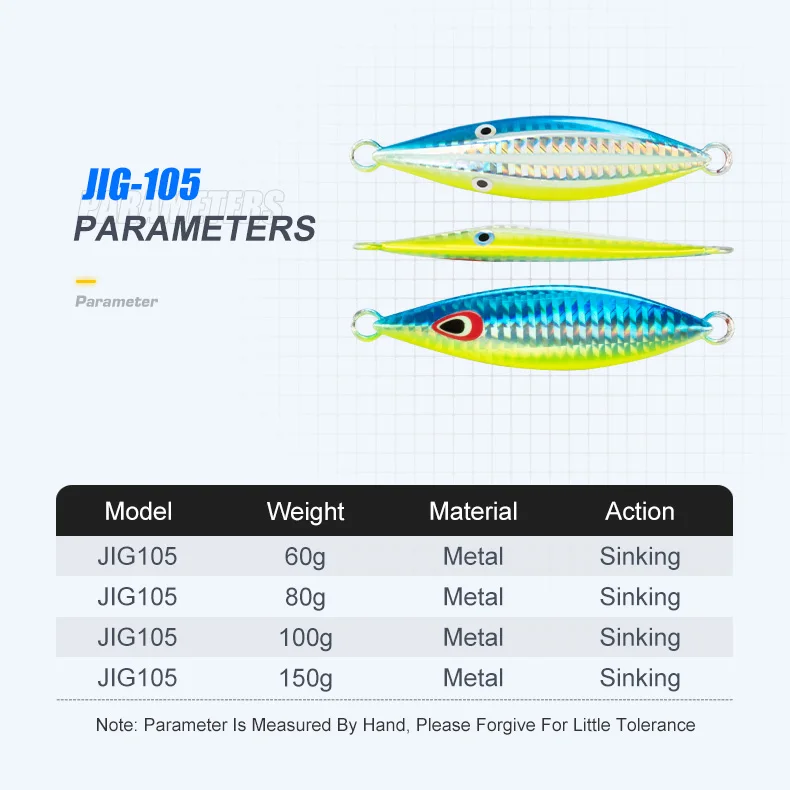 Fishing Metal Jig Slow Lure 60g 80g 100g 150g Pitch UV Glow Alloy ABS Pencil Lure - view 5