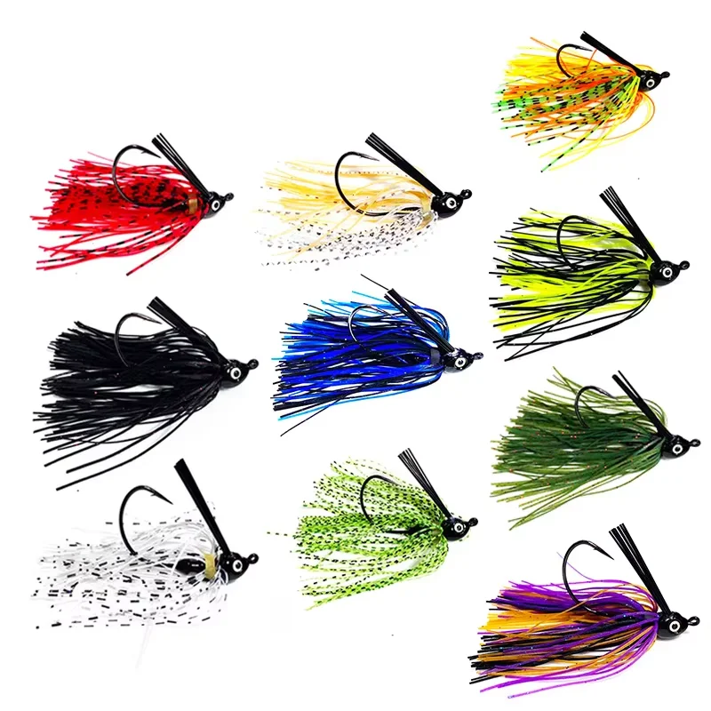 New 7g 10g 14g Jig Head Skirt Beard Fishing Lures Hook Spinner