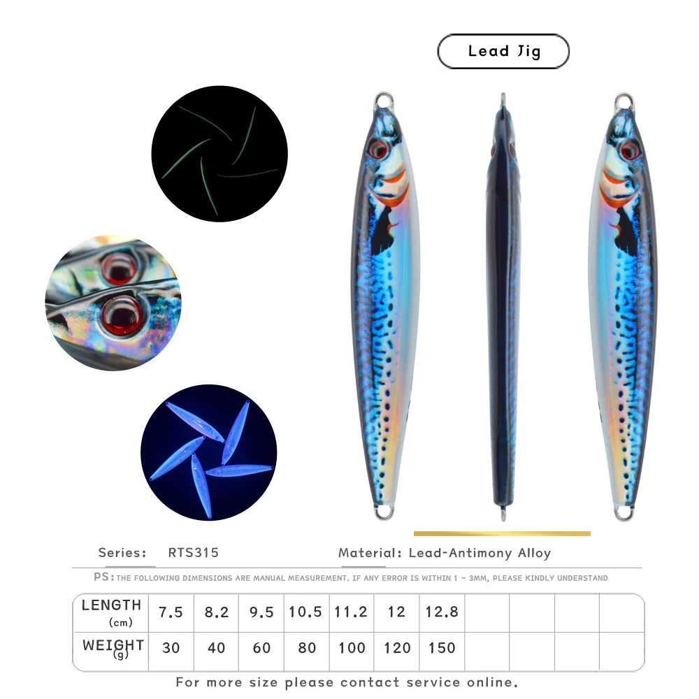 30g40g 3D Printed Fishing Lure Saltwater Vertical Jig Fast Quick ABS Pencil Lure - view 12