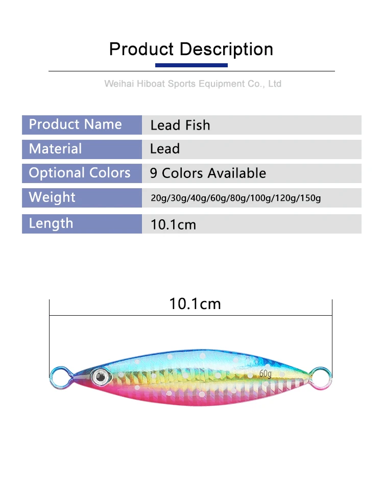 Metal Jigging 20g 30g 40g 60g 80g 100g 120g 150g 200g Lead Fish ABS Pencil Lure - view 4