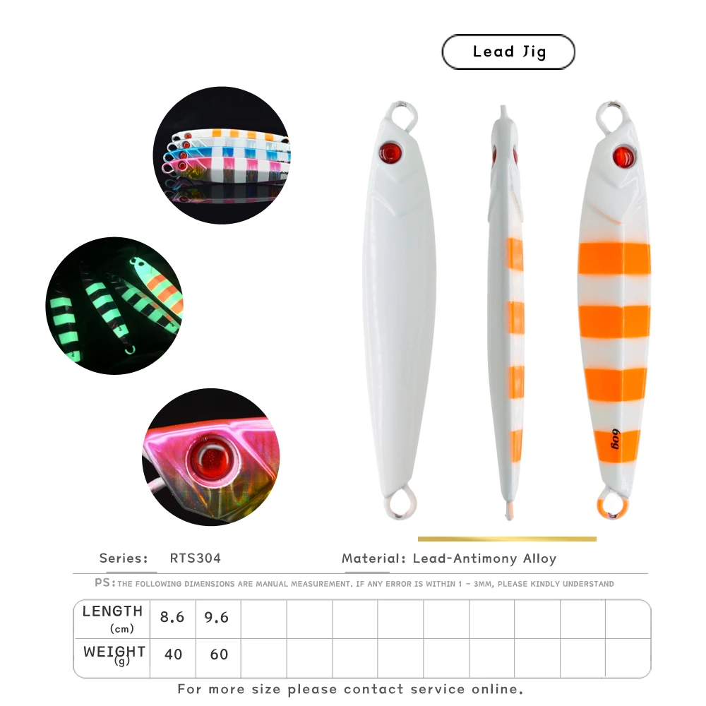 Saltwater Casting Jigs Lures 30g 40g 60g 80g Glow Jigging Pesca ABS Pencil Lure - view 13
