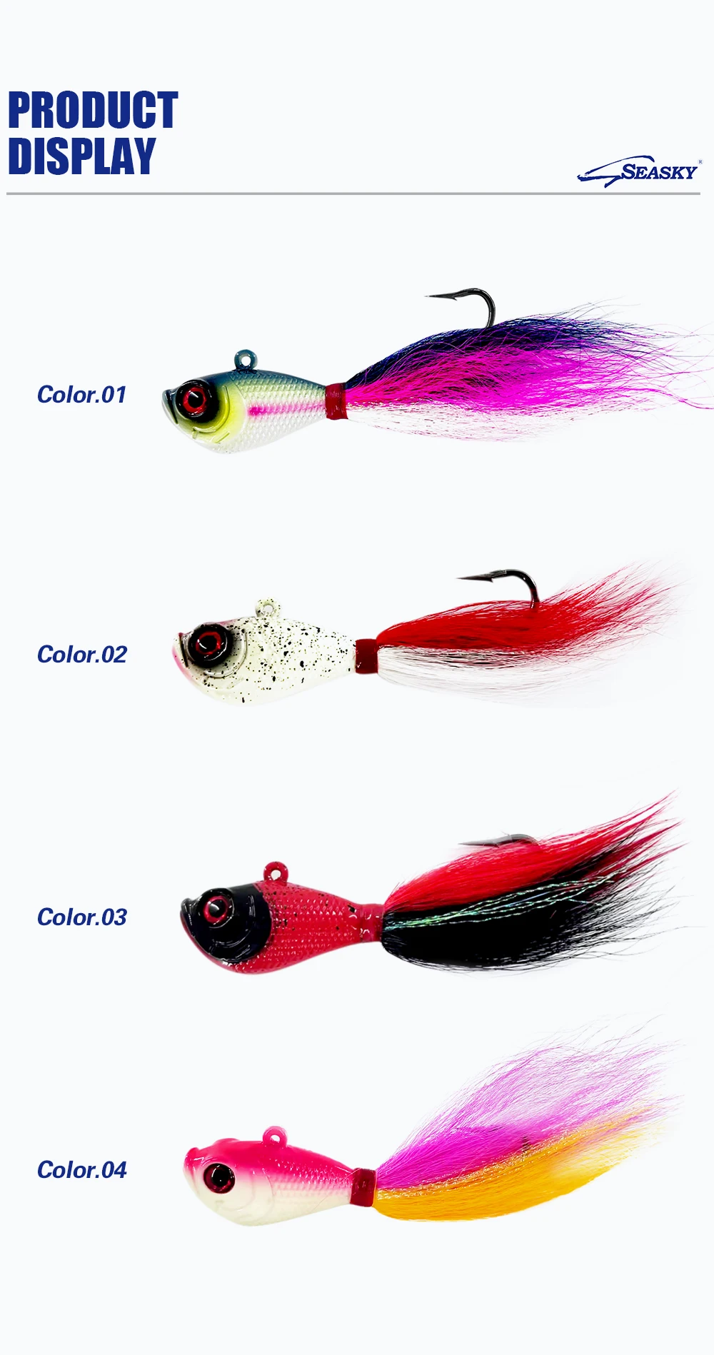 168g 6oz Heavy Metal Lure Jig Lead Head Real Feather Saltwater ABS Pencil Lure - view 16