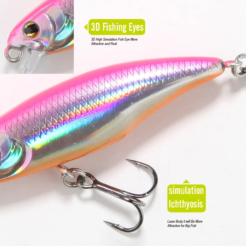 Japan Lure Minnow Crankbait 52mm 4.5g Isca Artificial Wobbler ABS Pencil Lure - view 15