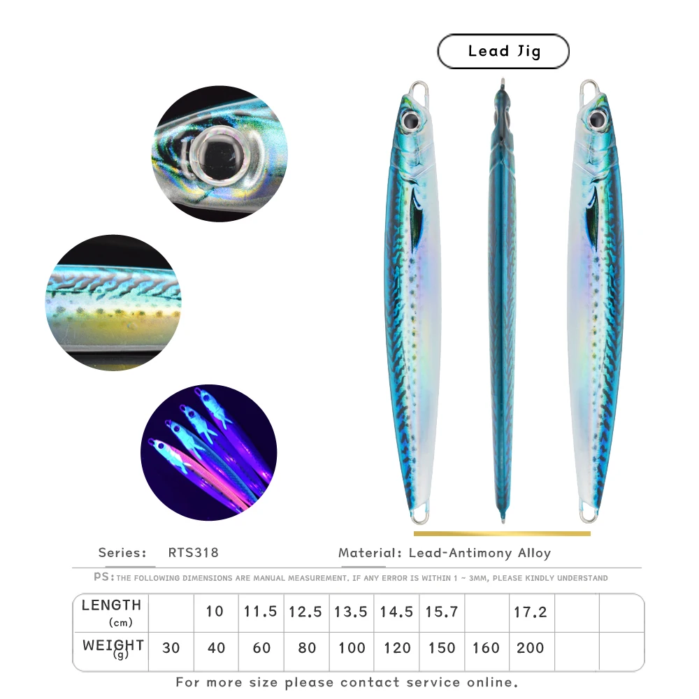 30g40g60g80g100g120g150g 3D Print Metal Jig Lure Long Flash Slow ABS Pencil Lure - view 14