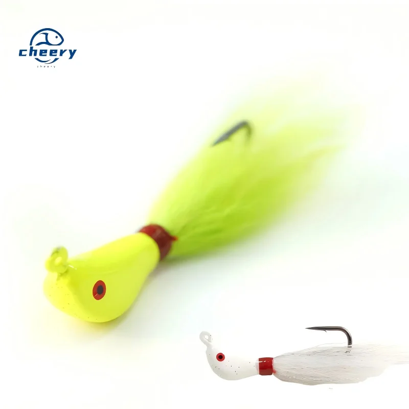 Cheery Hot Sale 10g 3/8oz Holographic Bucktail Jig Kit Blackfish