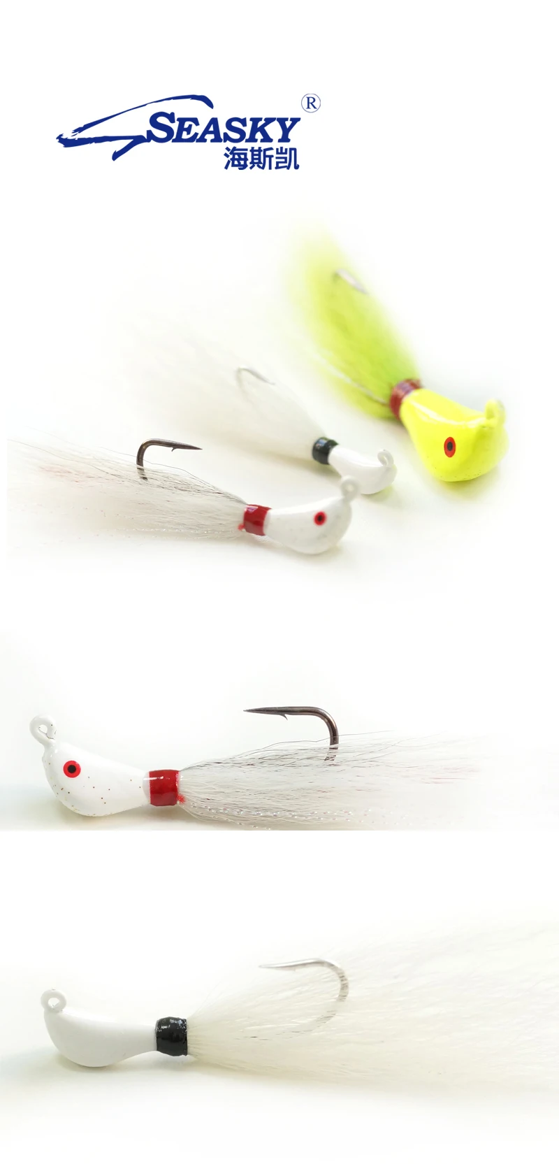 Cheery Hot Sale 10g 3/8oz Holographic Bucktail Jig Kit Blackfish ABS Pencil Lure - view 1
