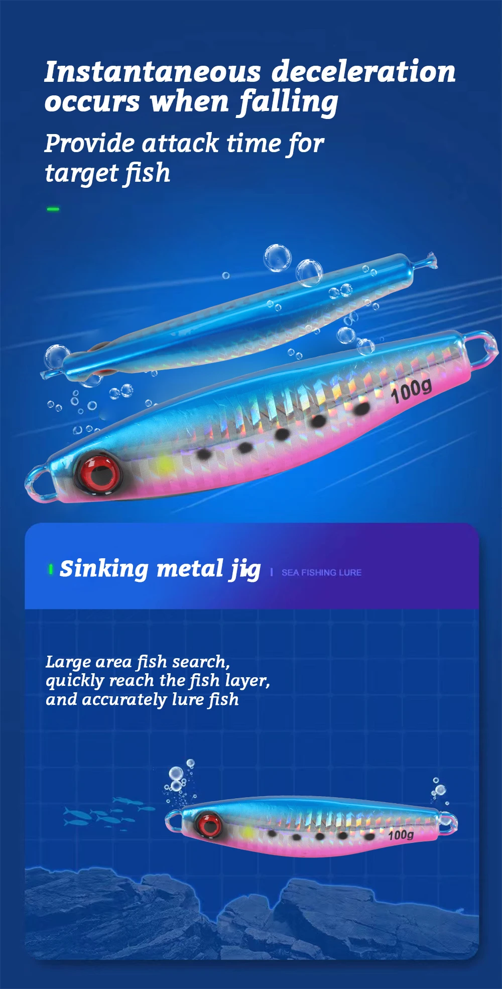 New Sinking Metal Jig 30g 40g 60g 80g 100g Slow Pitch Jigging ABS Pencil Lure - view 6