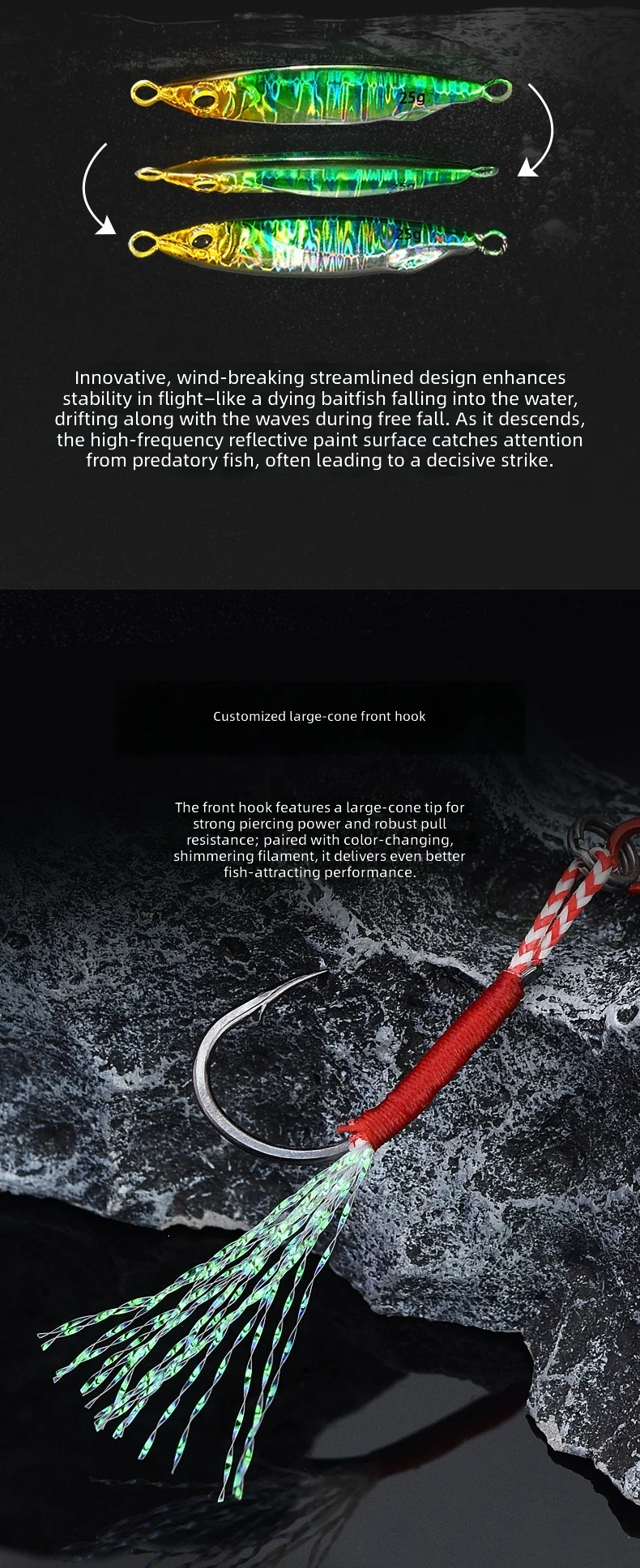 CHEERY Colorful 7g 10g 15g 20g 25g New Design Hard Sinking Sea Metal Jig ABS Pencil Lure - view 2