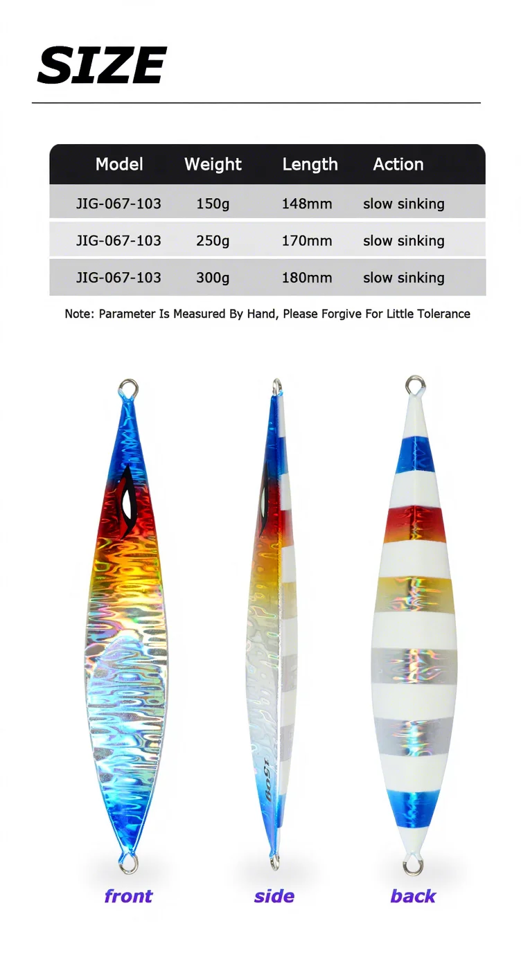 CHEERY New Slow Sinking Jigs 150g 250g 300g Jigging Metal Jig ABS Pencil Lure - view 7