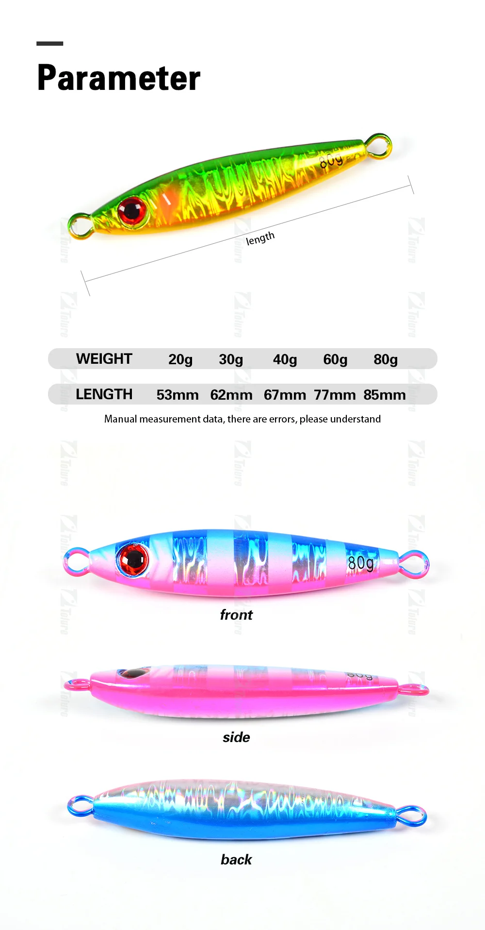 20g 30g 40g 60g 80g Saltwater Peche Fishing Metal Jigging Fast ABS Pencil Lure - view 6