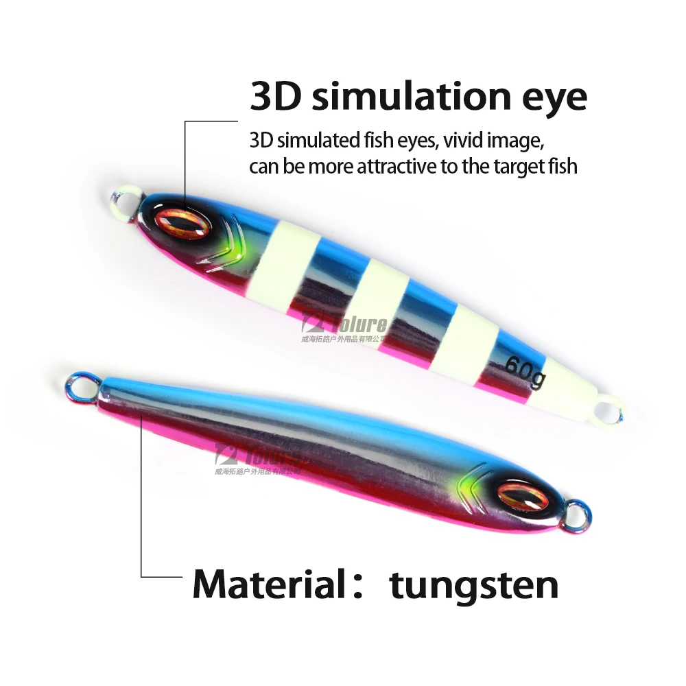 Hot Sale 60g Luminous Tungsten Steel Jig Without Hook Metal ABS Pencil Lure - view 15