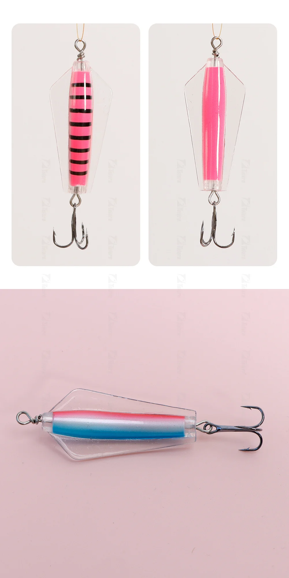 Factory ABS Plastic Ice Fishing Lure 11.5g WithTreble Hooks for ABS Pencil Lure - view 3