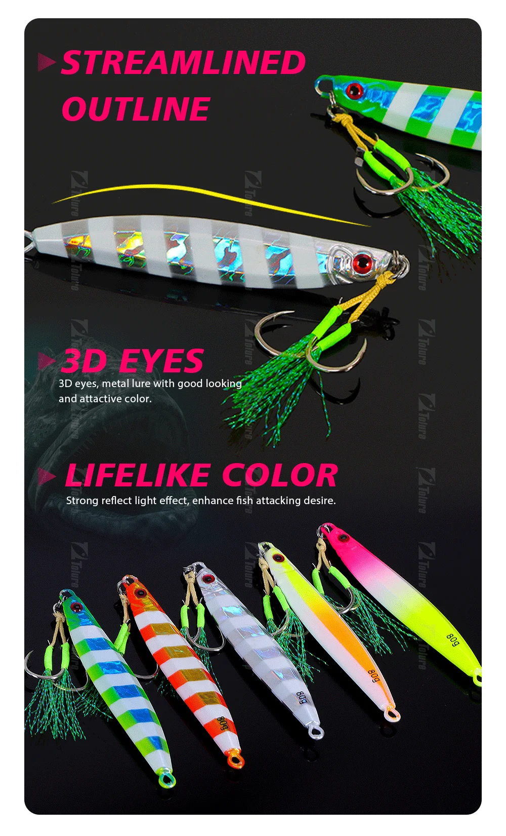 CHEERY High Quality Saltwater 30g 40g 60g 80g Colorful Lead Jig ABS Pencil Lure - view 8