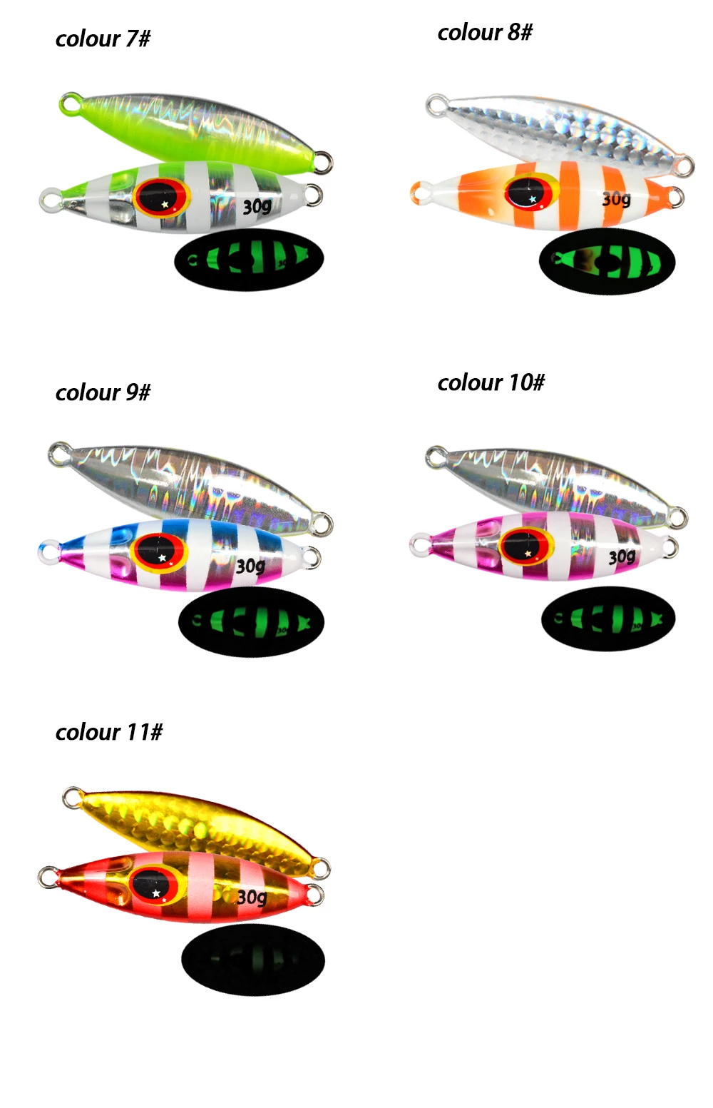 Saltwater 30g 40g 60g 80g 100g 120g Bee Lead Bait Luminous Jig ABS Pencil Lure - view 13