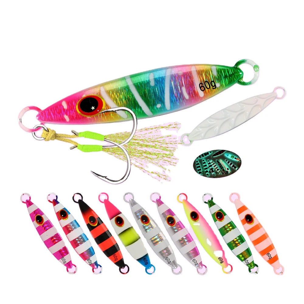 HIgh Quality 30g 40g 60g 80g Luminous Effect Sinking Saltwater Metal Jig