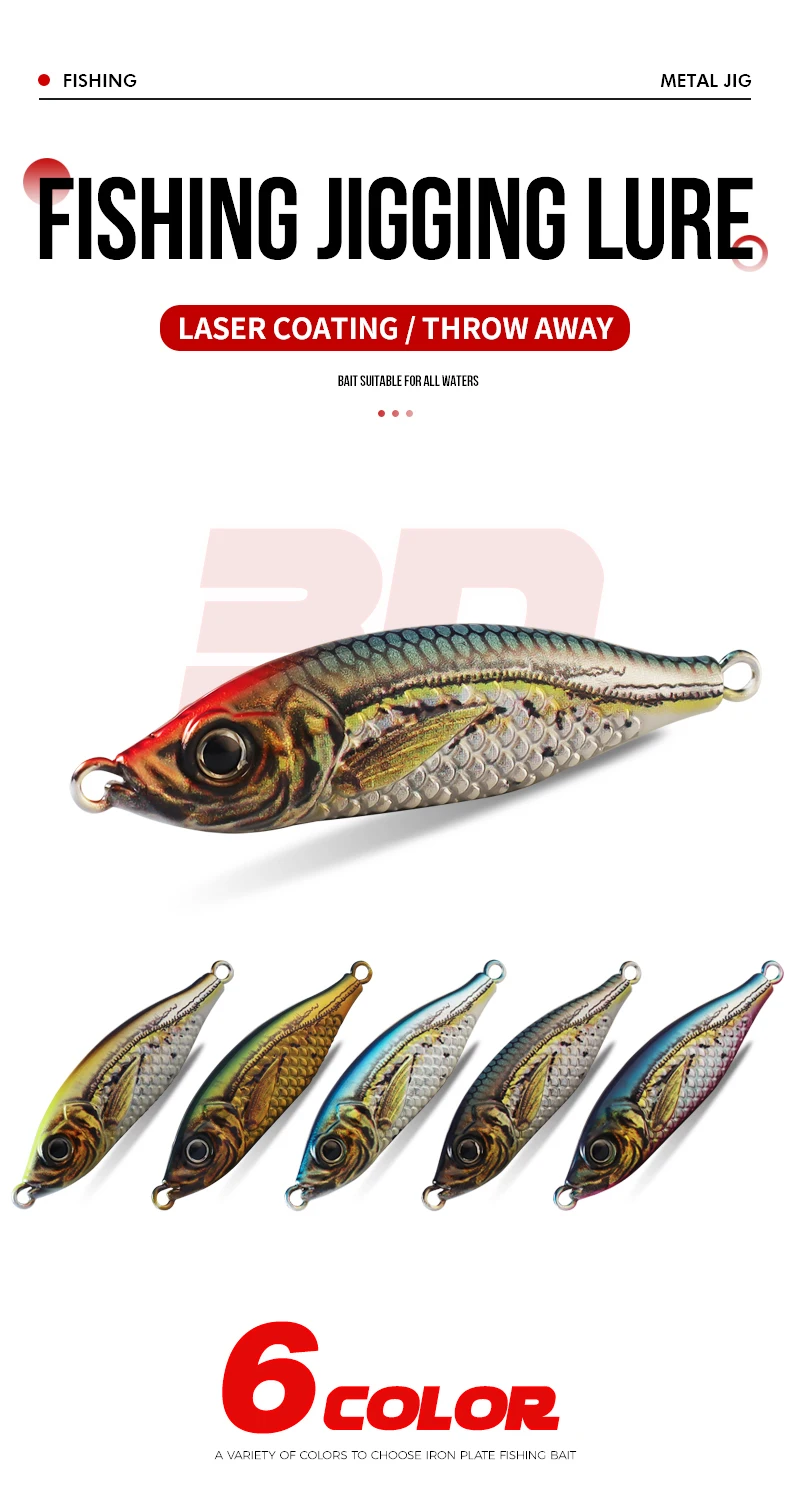 Cheery Palmer 60g 3D Colorful Printed Jigging Lure Metal Spoon ABS Pencil Lure - view 6