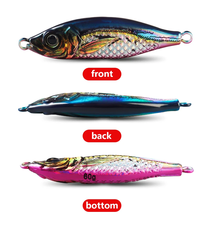 Cheery Palmer 60g 3D Colorful Printed Jigging Lure Metal Spoon ABS Pencil Lure - view 8