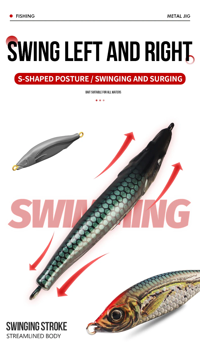 Cheery Palmer 60g 3D Colorful Printed Jigging Lure Metal Spoon ABS Pencil Lure - view 10
