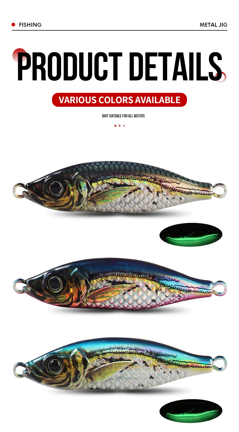 Cheery Palmer 60g 3D Colorful Printed Jigging Lure Metal Spoon ABS Pencil Lure - view 11