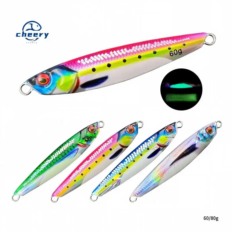 CHEERY 40g 60g 80g UV Luminous Slow Saltwater Fishing Metal Jig