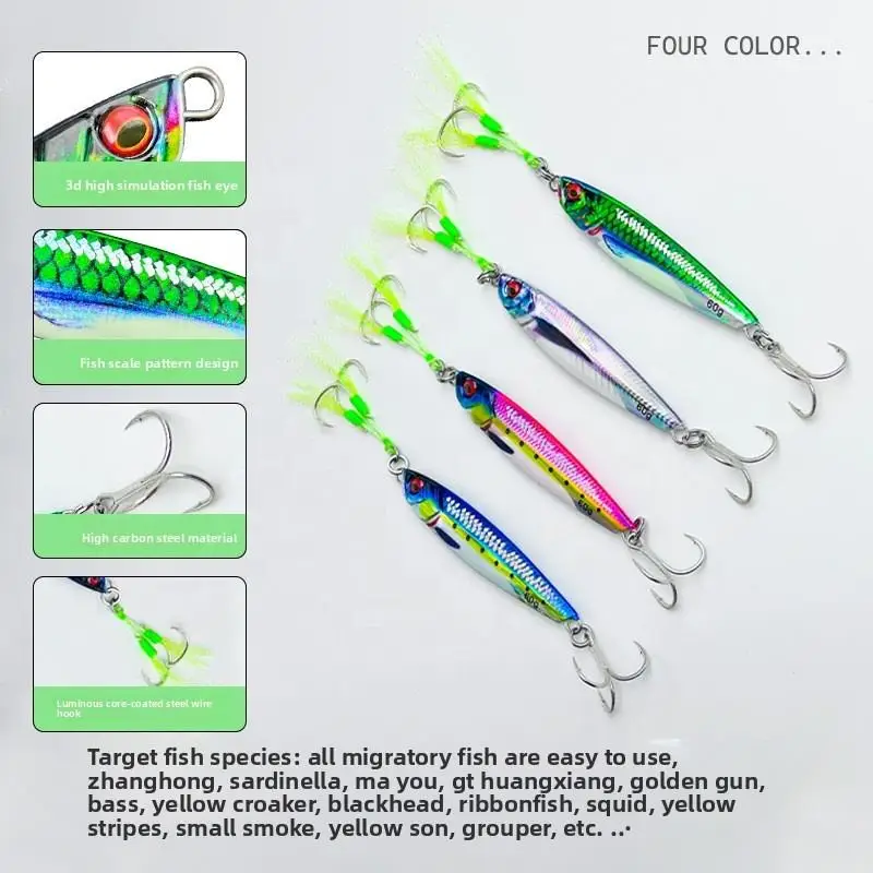 CHEERY 40g 60g 80g UV Luminous Slow Saltwater Fishing Metal Jig ABS Pencil Lure - view 14
