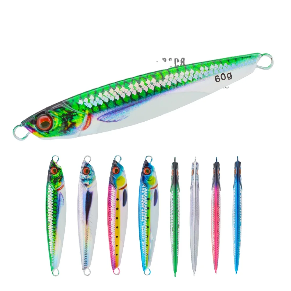 40g 60g 80g 3D Printed with Scale Slow Saltwater Fishing Jig Lure