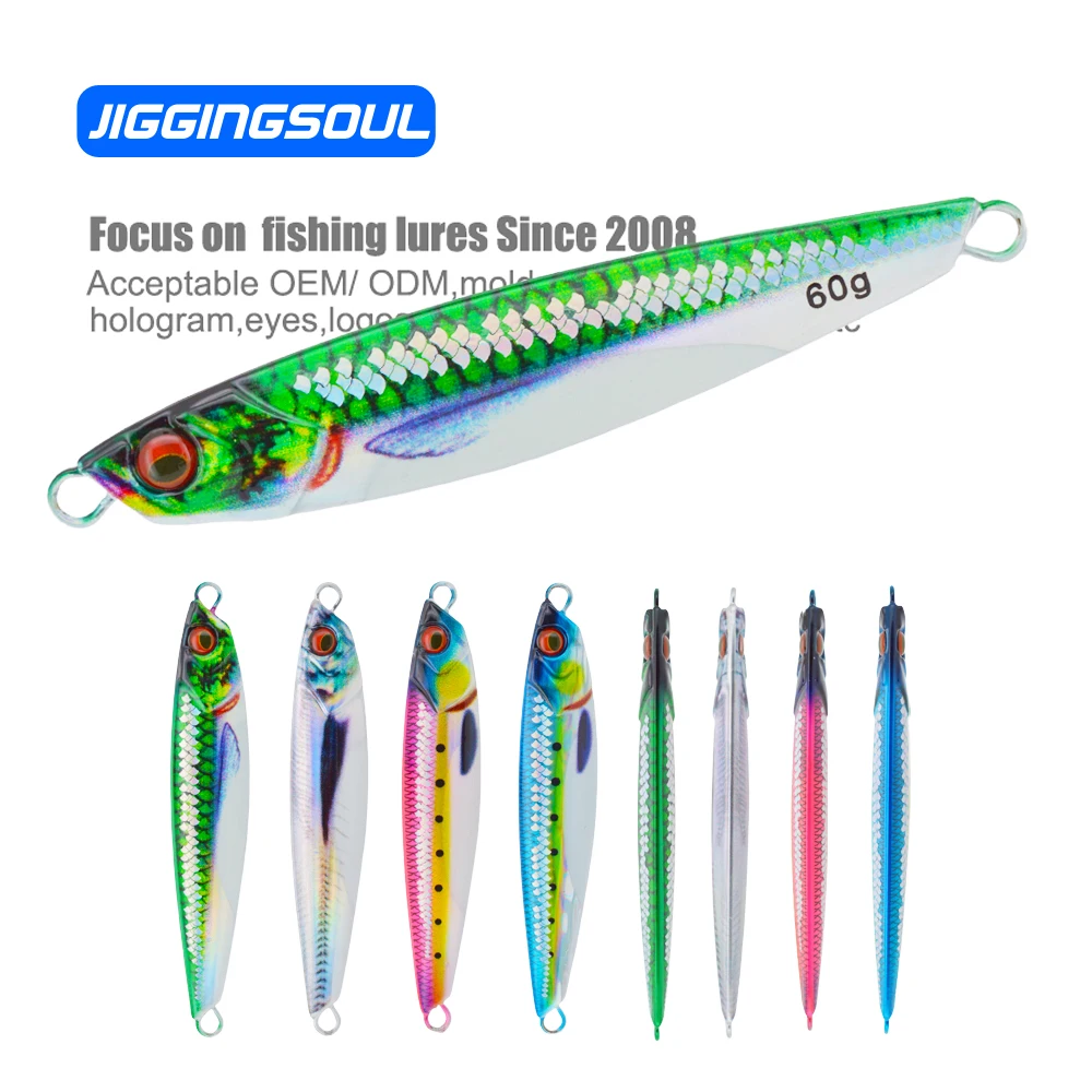 40g 60g 80g 3D Printed with Scale Slow Saltwater Fishing Jig Lure ABS Pencil Lure - detail 6