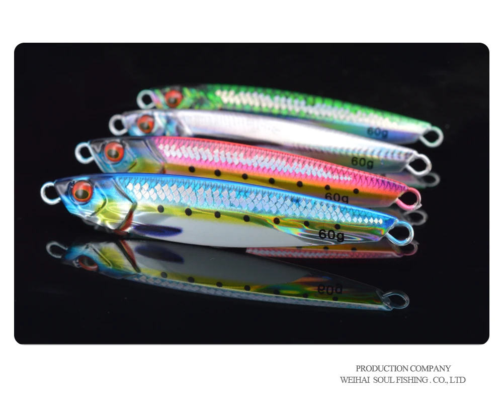 40g 60g 80g 3D Printed with Scale Slow Saltwater Fishing Jig Lure ABS Pencil Lure - view 6