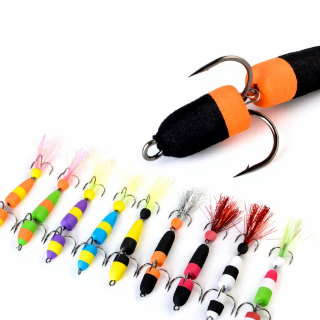 Cheery FISHKING Floating Foam Bait Three Anchor Barbed Hooks Bass