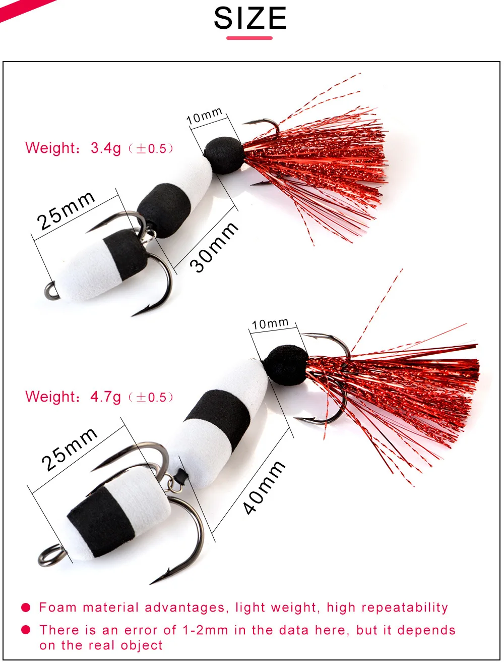 Cheery FISHKING Floating Foam Bait Three Anchor Barbed Hooks Bass ABS Pencil Lure - view 15