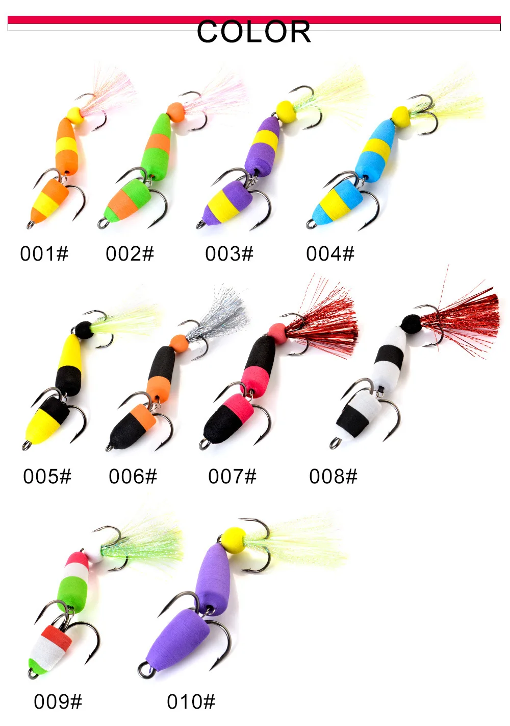 Cheery FISHKING Floating Foam Bait Three Anchor Barbed Hooks Bass - Pencil Lure by Cheery