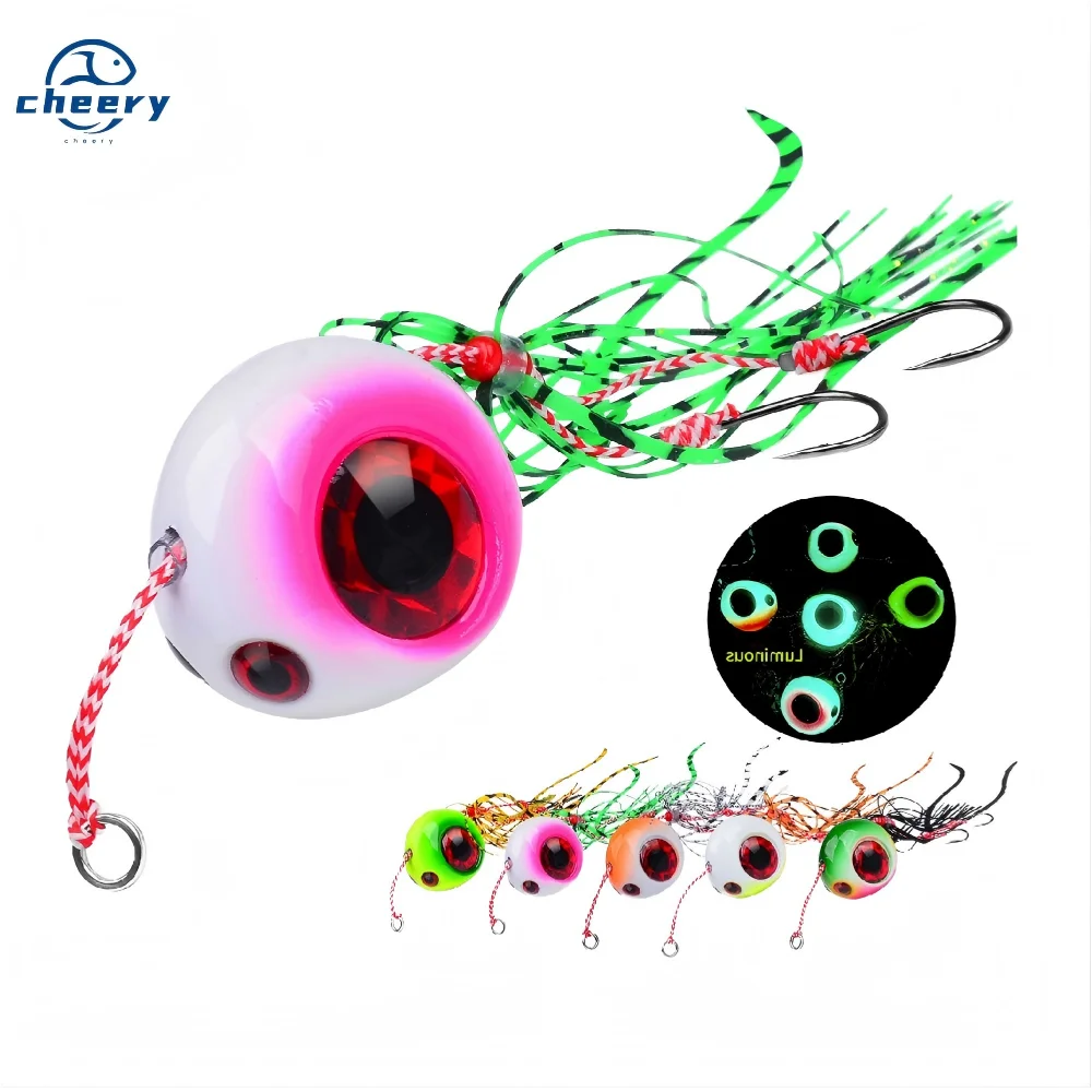 40g-120g Luminous Glow Lead Jigging Lure Slow Jig Head Rubber