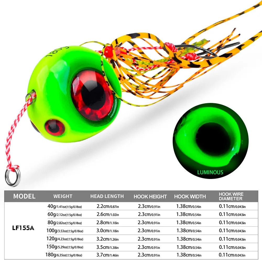 40g-120g Luminous Glow Lead Jigging Lure Slow Jig Head Rubber ABS Pencil Lure - view 5