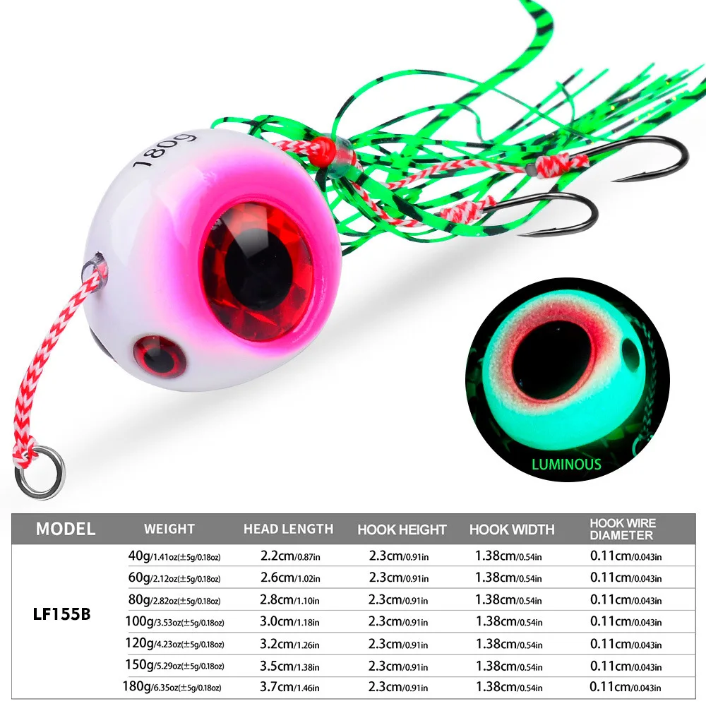 40g-120g Luminous Glow Lead Jigging Lure Slow Jig Head Rubber ABS Pencil Lure - view 6