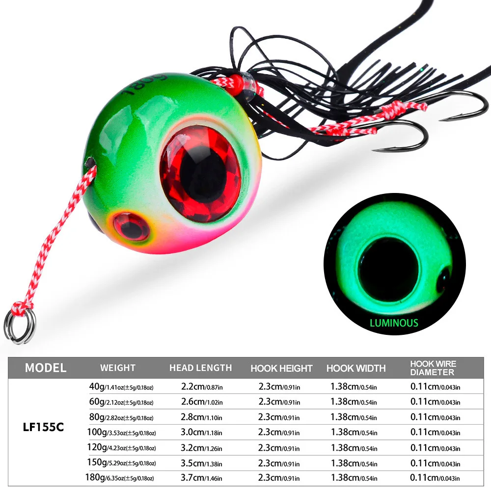 40g-120g Luminous Glow Lead Jigging Lure Slow Jig Head Rubber ABS Pencil Lure - view 7