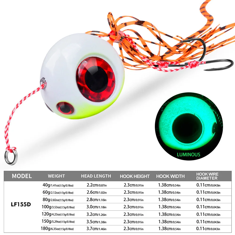 40g-120g Luminous Glow Lead Jigging Lure Slow Jig Head Rubber ABS Pencil Lure - view 8