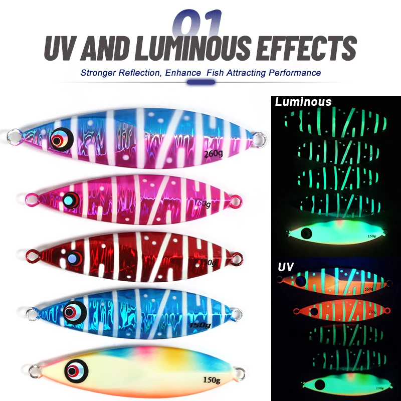 150g Slow Fall Sinking Jigging Lures Twin Assist Hooks Luminous ABS Pencil Lure - view 5
