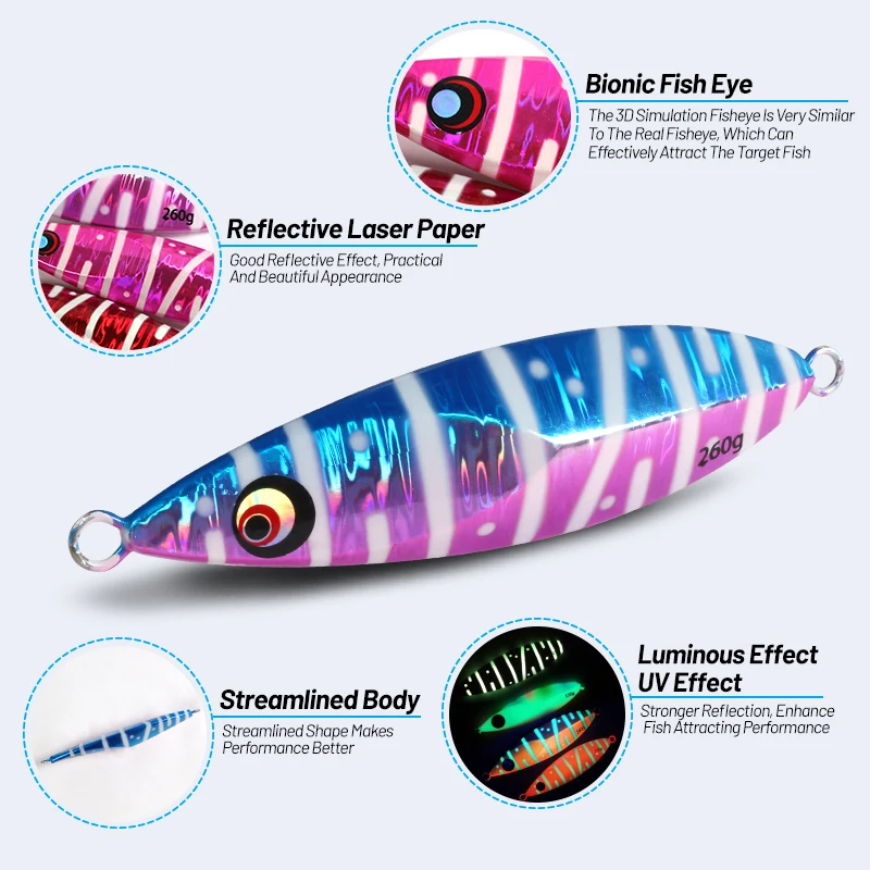 150g Slow Fall Sinking Jigging Lures Twin Assist Hooks Luminous ABS Pencil Lure - view 7