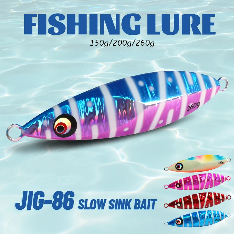 150g Slow Fall Sinking Jigging Lures Twin Assist Hooks Luminous ABS Pencil Lure - view 8